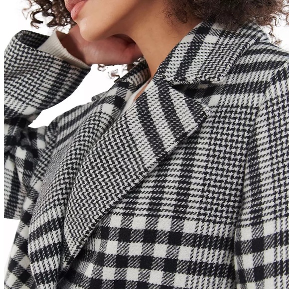 NWT Barbour Byron Wool Check Tailored Coat SIZE 4 - Black White Mono Tartan - Picture 3 of 3